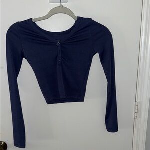 SHEIN Blue Ruched Crop Blouse